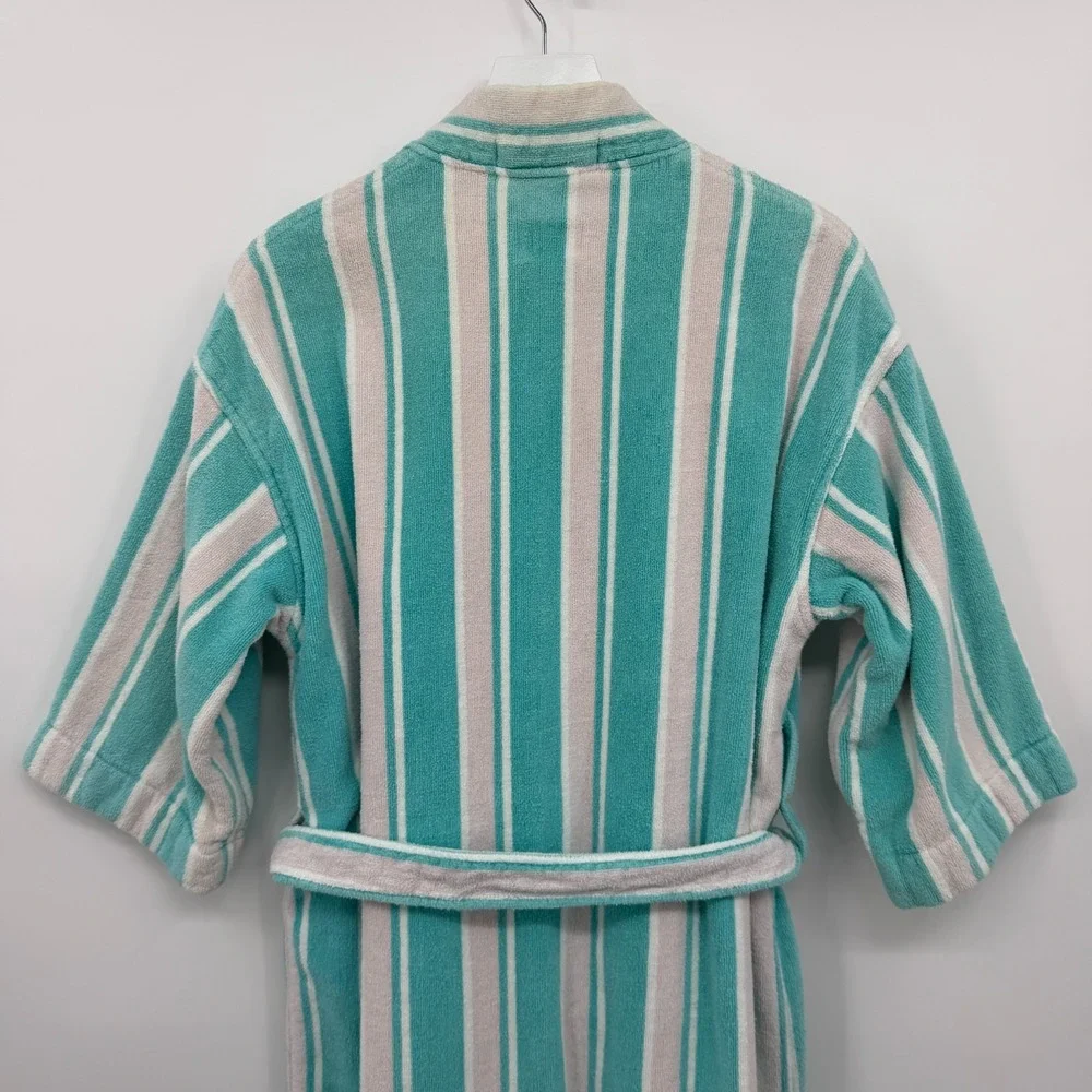 Vintage Terry Cloth Mens Robe One Size Pockets Belted Smoking Jacket Old Money